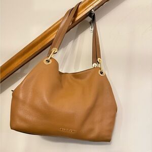Michael Kors Tan Leather Shoulder Bag with Gold Accents